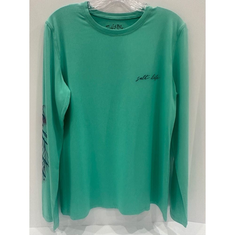 Salt Life SLX UVapor Womens Long Sleeve Performance Shirt Mint Green Floral L